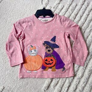 Mini Boden Halloween Trick Or Treat Pumpkin Cat & WitchDog Tunic Appliqué 4Y- 5Y